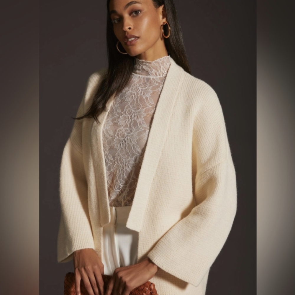 Anthropologie Pilcro brand chunky cream cardigan sweater